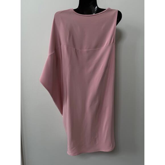 Tish Cox Mini Dress Small Pink One Shoulder Draped Asymmetrical Made in Dallas - Picture 6 of 13